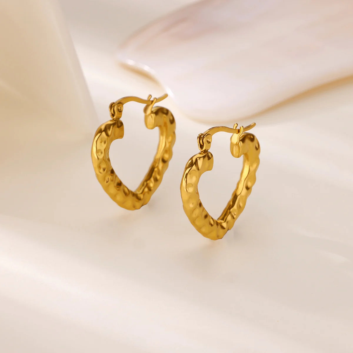Luxury Heart Hoop Earrings For Women Stainless Steel