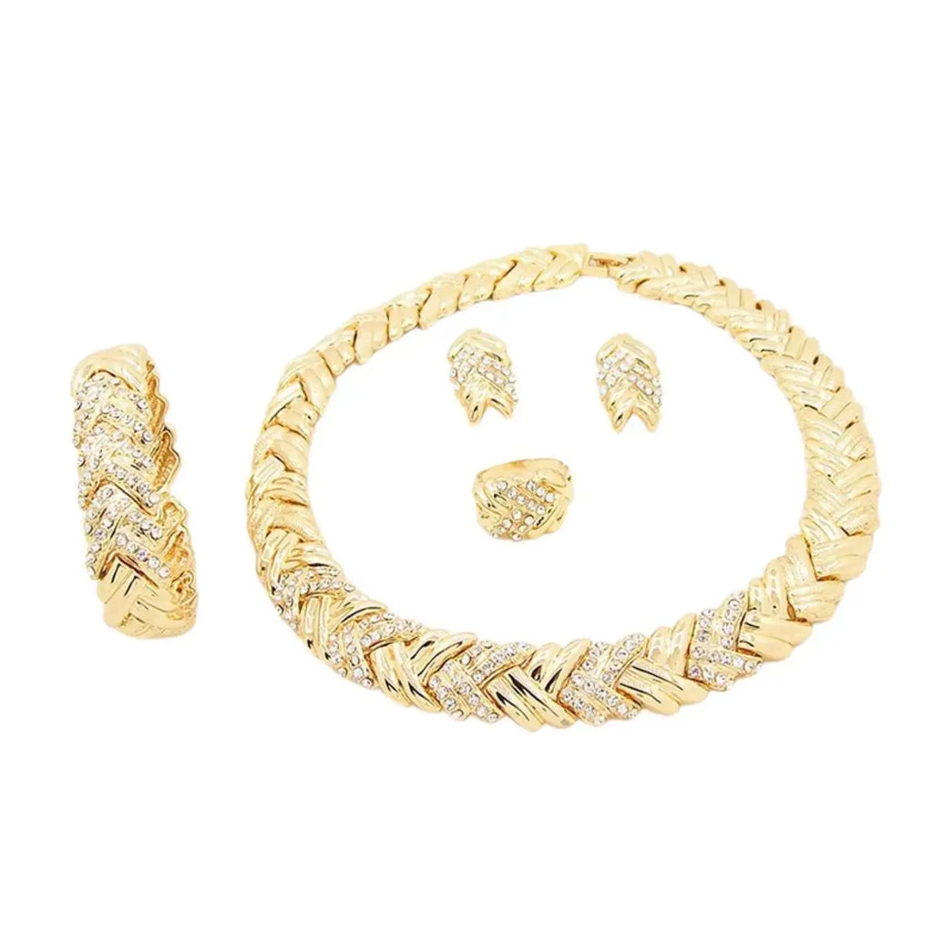 ewelry for Women Fashion Crystal Jewelry Set 18k Gold Plated