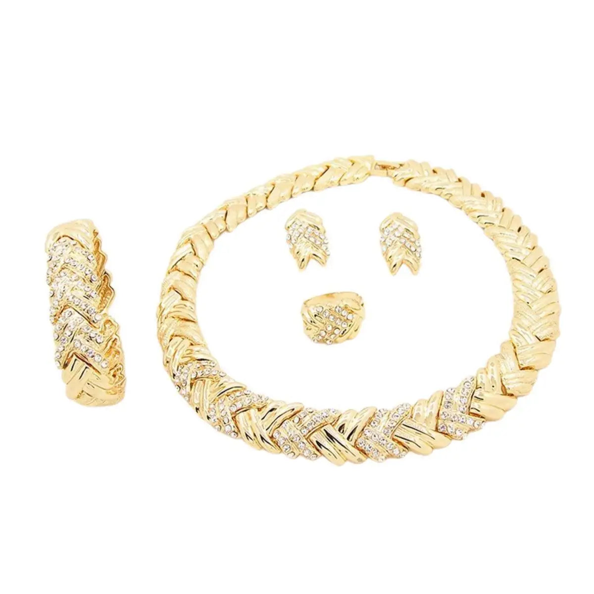 ewelry for Women Fashion Crystal Jewelry Set 18k Gold Plated