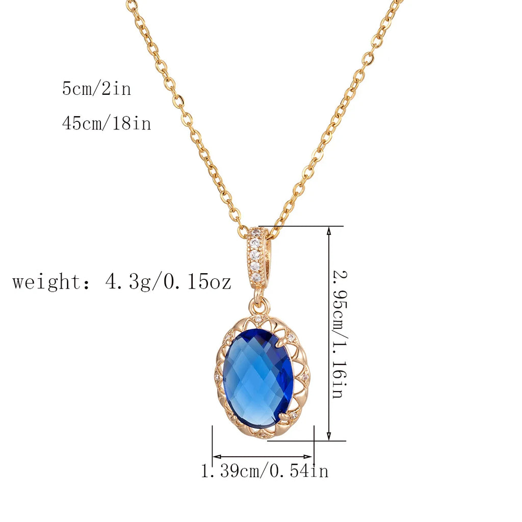 Gold Plated Copper Jewelry Set with Blue Zirconia