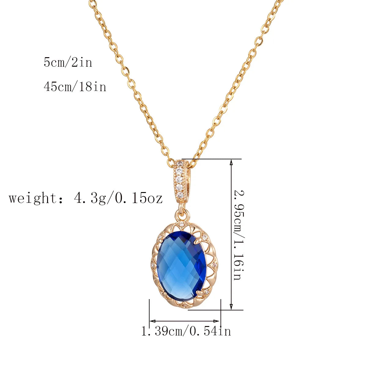 Gold Plated Copper Jewelry Set with Blue Zirconia