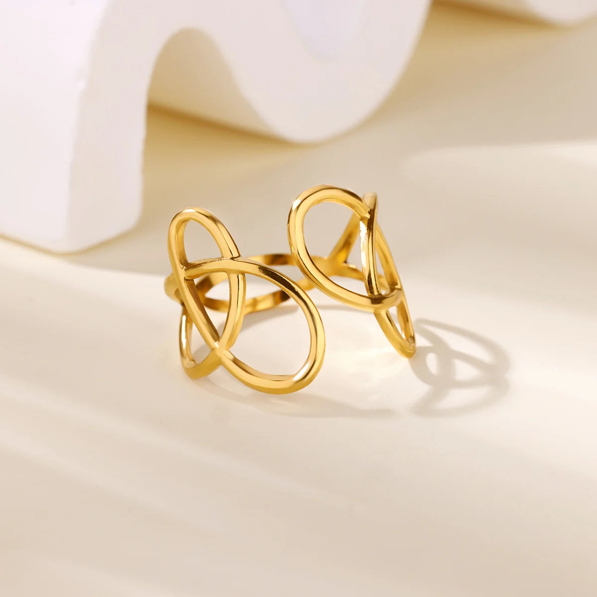 Punk Hollow Irregular Open Rings for Women Stainless Steel Finger Ring 2025