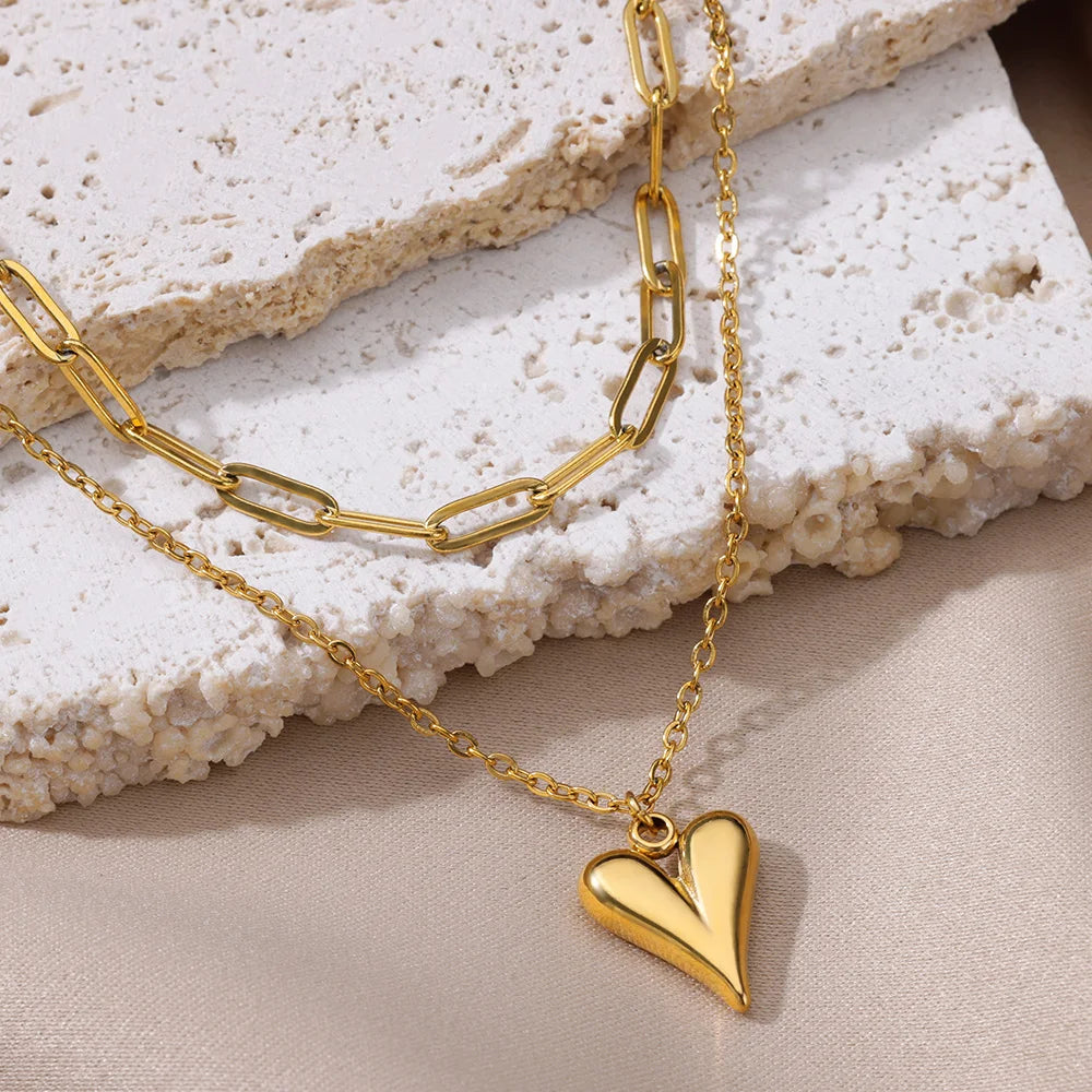 malk Necklace for Women Girls 316L Stainless Steel Choker Necklaces Aesthetic Handmade Jewelry Accessories Free Gifts