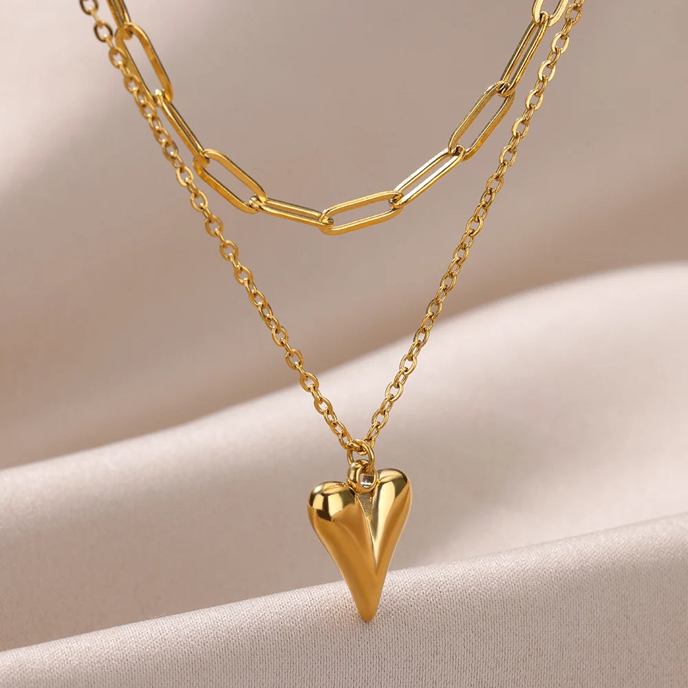 malk Necklace for Women Girls 316L Stainless Steel Choker Necklaces Aesthetic Handmade Jewelry Accessories Free Gifts