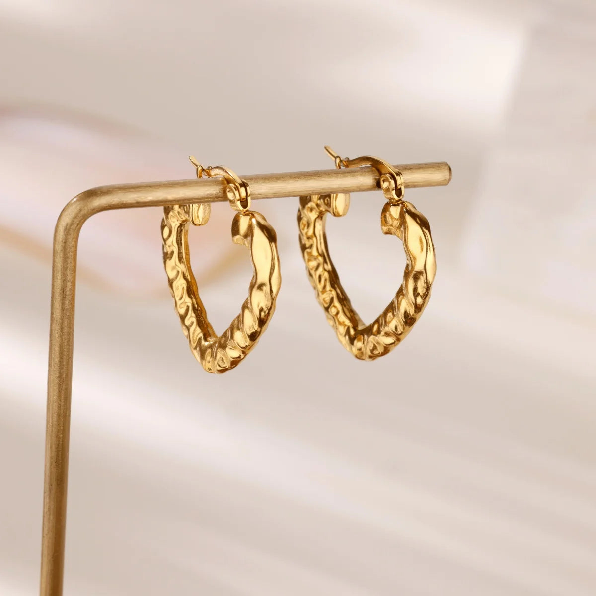 Luxury Heart Hoop Earrings For Women Stainless Steel
