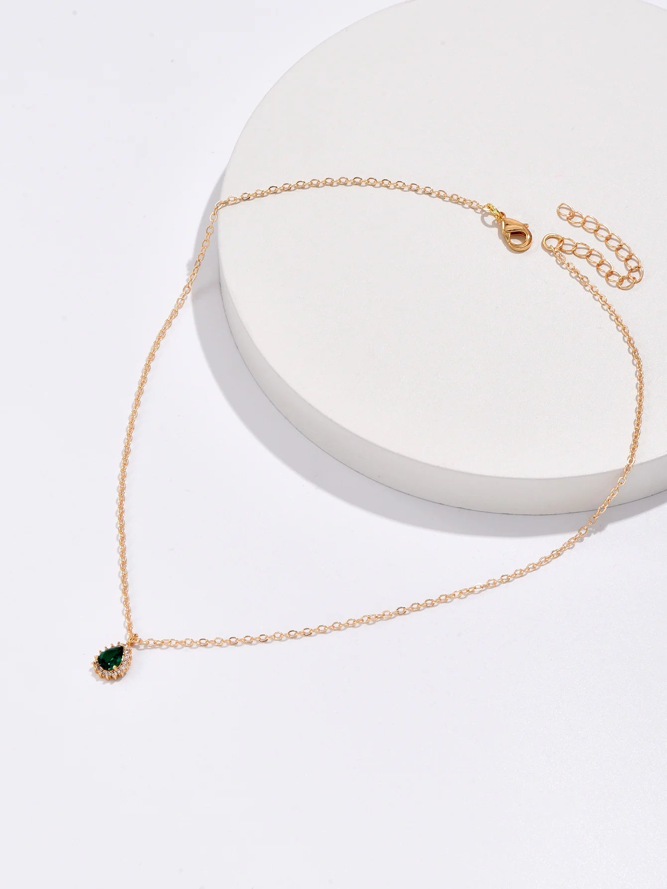 Trendy New Zircon Inlaid Water Drop Pendant Chain Necklaces