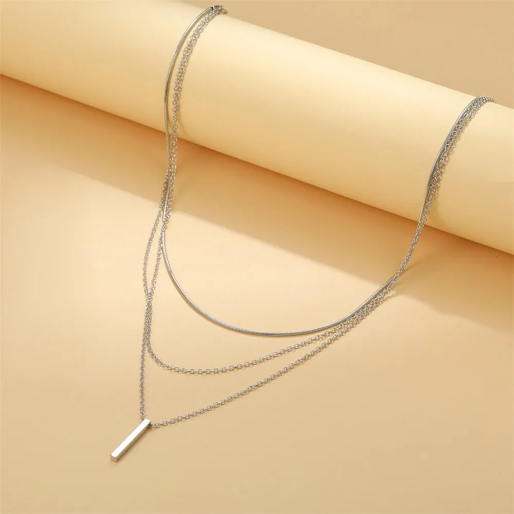Metal Bar Pendant Necklace for Women