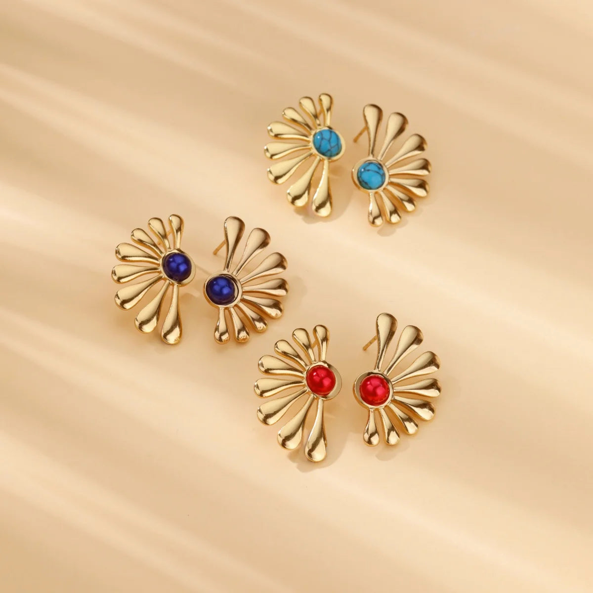 Luxury Blue Wings Sun Stud Earrings