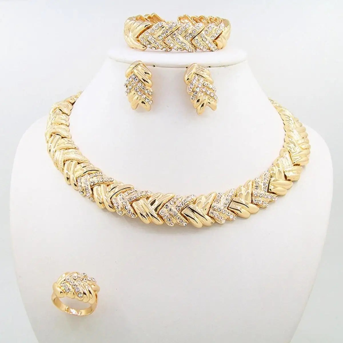 ewelry for Women Fashion Crystal Jewelry Set 18k Gold Plated