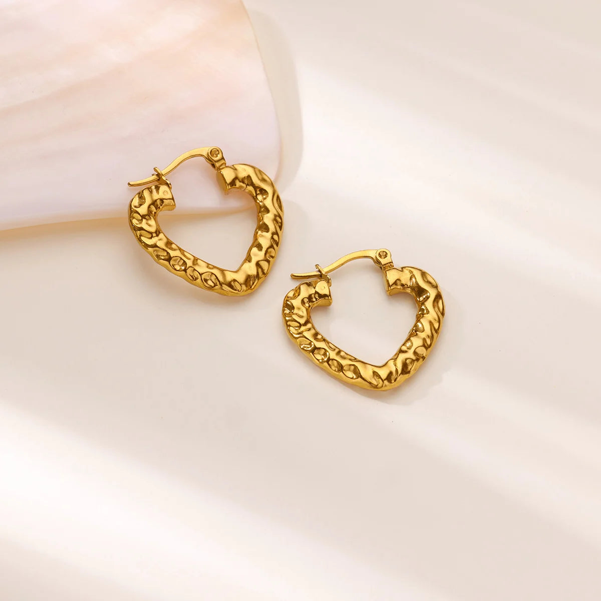 Luxury Heart Hoop Earrings For Women Stainless Steel