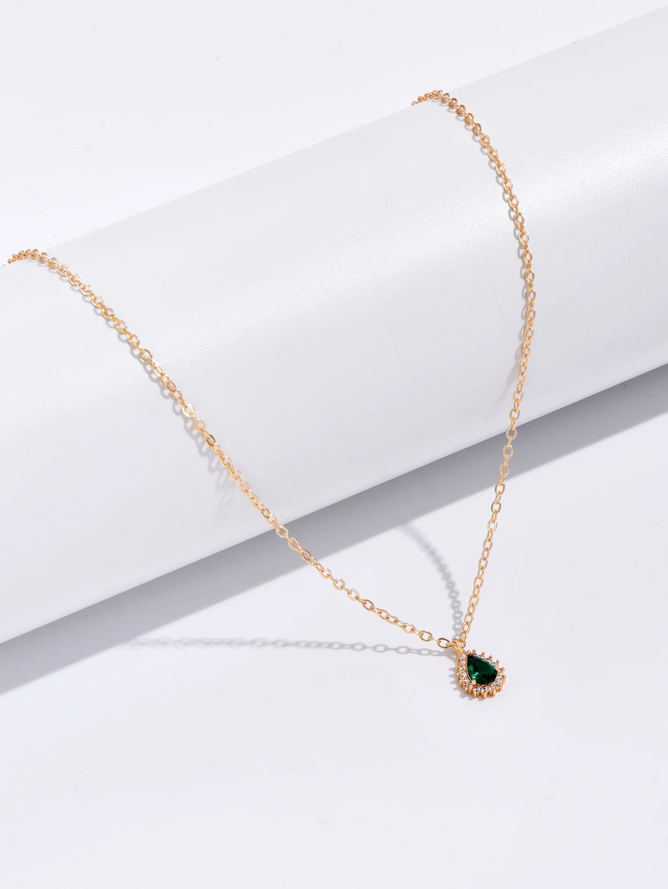 Trendy New Zircon Inlaid Water Drop Pendant Chain Necklaces