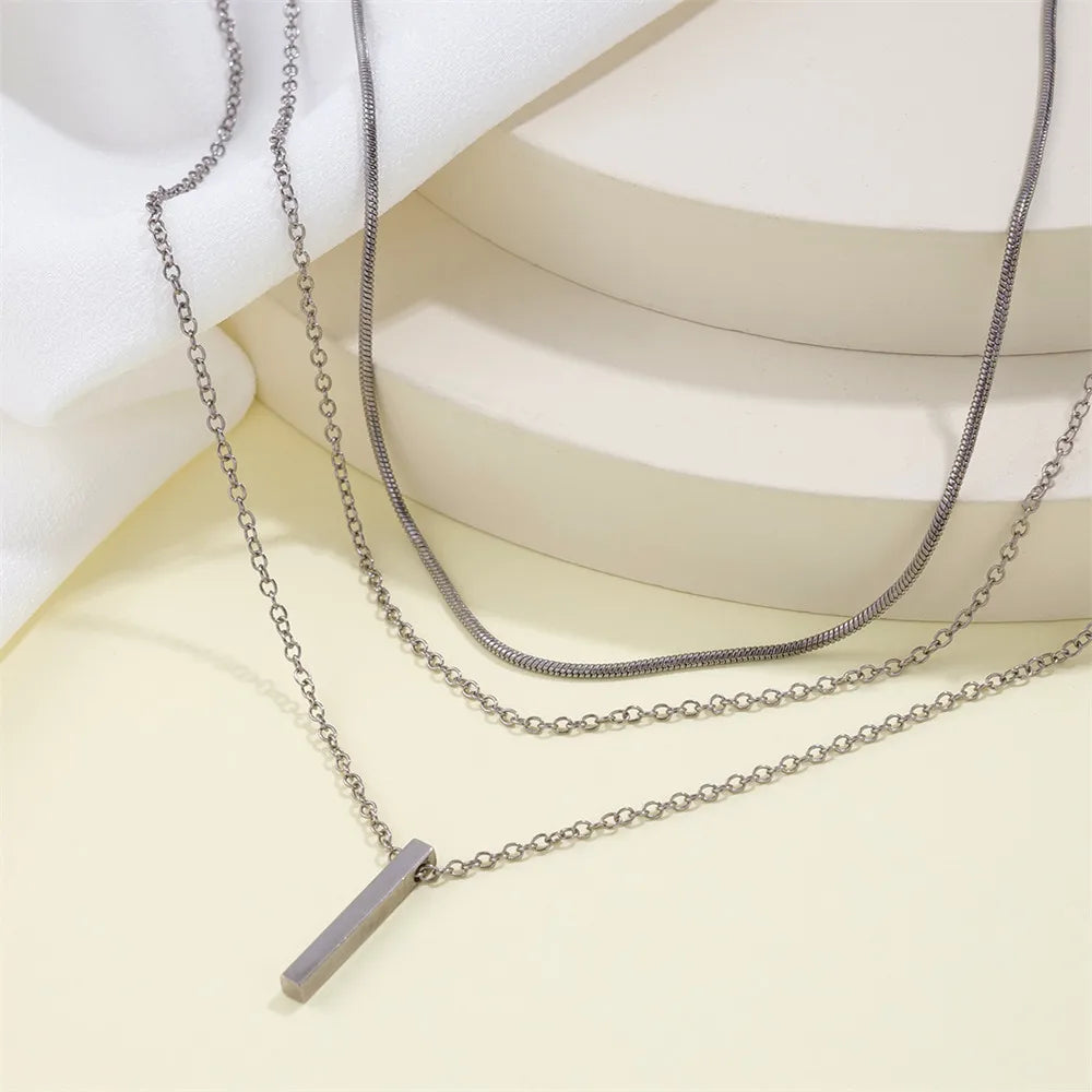 Metal Bar Pendant Necklace for Women