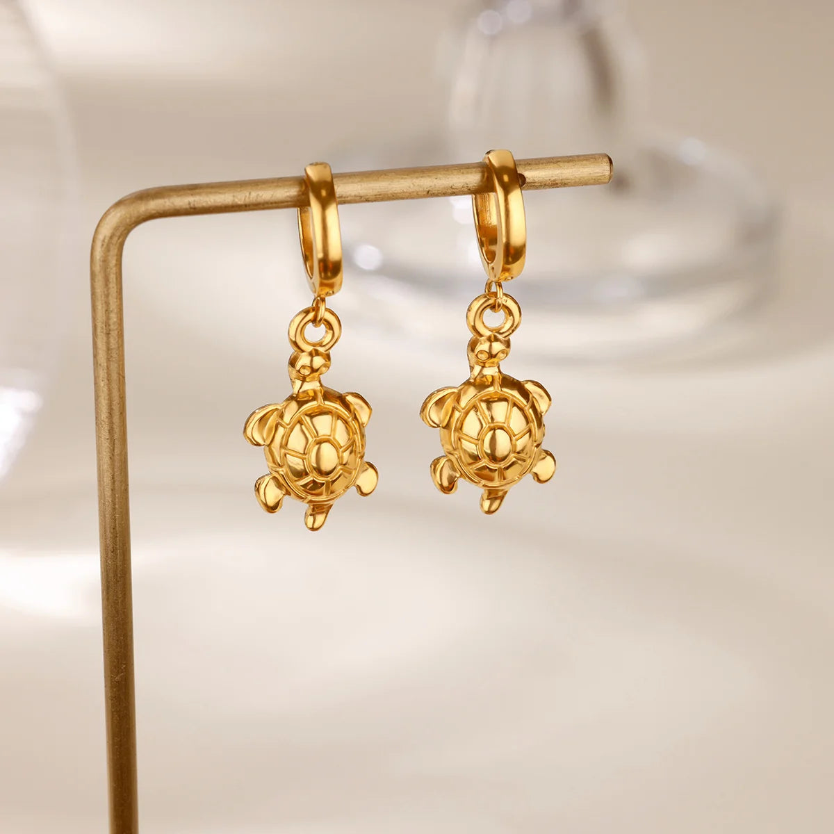 Free Shipping Summer Beach Turtle Hoop Earring for Women Stainless Steel