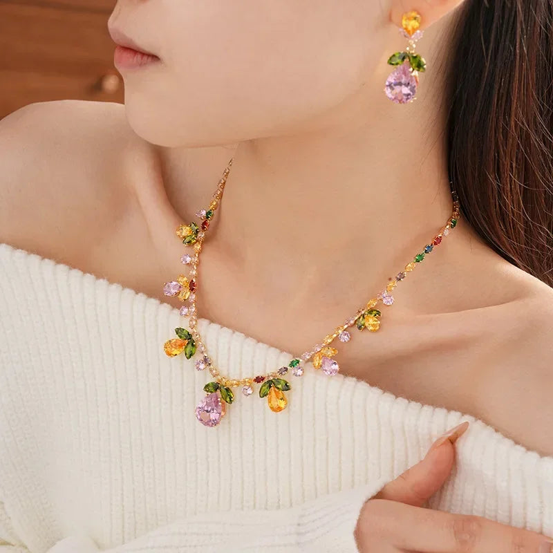 Fashion Evening Dress Jewelry Set for Women Wedding Color Zircon