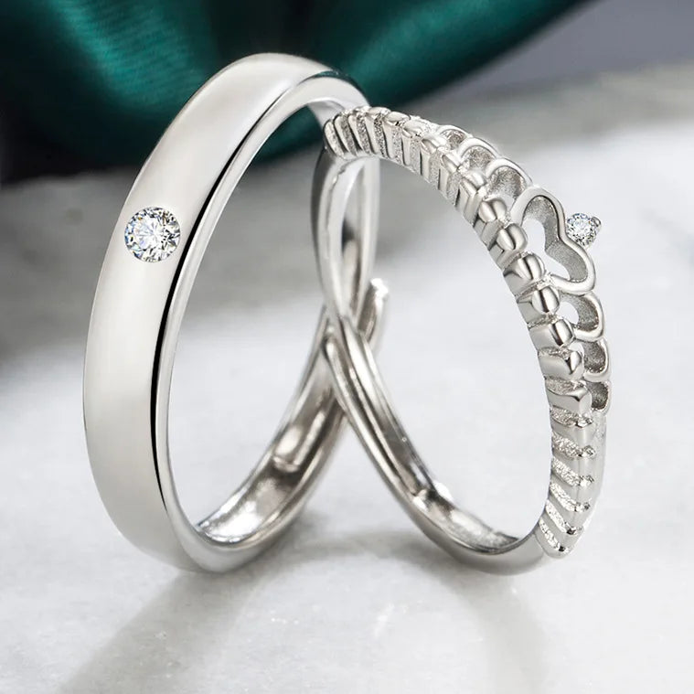 2Pcs 925 Sterling Silver Couples Ring Sets Light Polishing Simple Ring for Woman Man Classic Wedding Fine Jewelry Circle