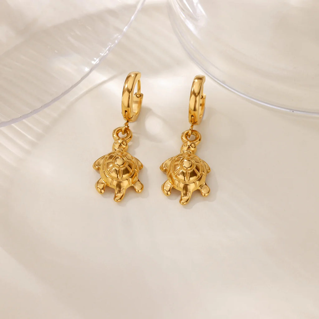 Free Shipping Summer Beach Turtle Hoop Earring for Women Stainless Steel