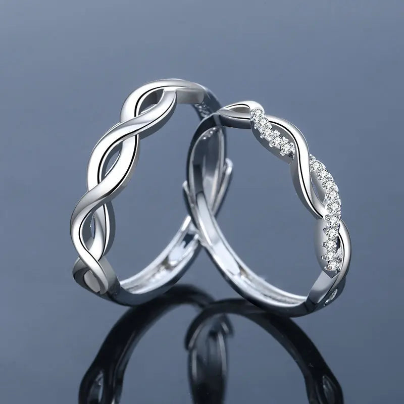 2Pcs 925 Sterling Silver Couples Ring Sets Light Polishing Simple Ring for Woman Man Classic Wedding Fine Jewelry Circle
