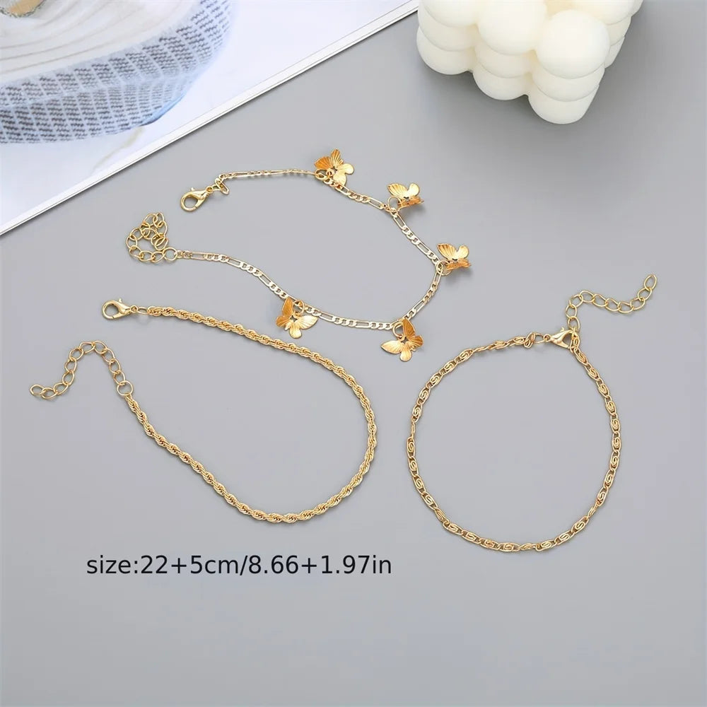 1-3pcs Simple Metal Chain Butterfly Pendant