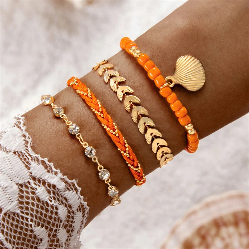 4pcs/set Bohemia Shell Bracelets for Women