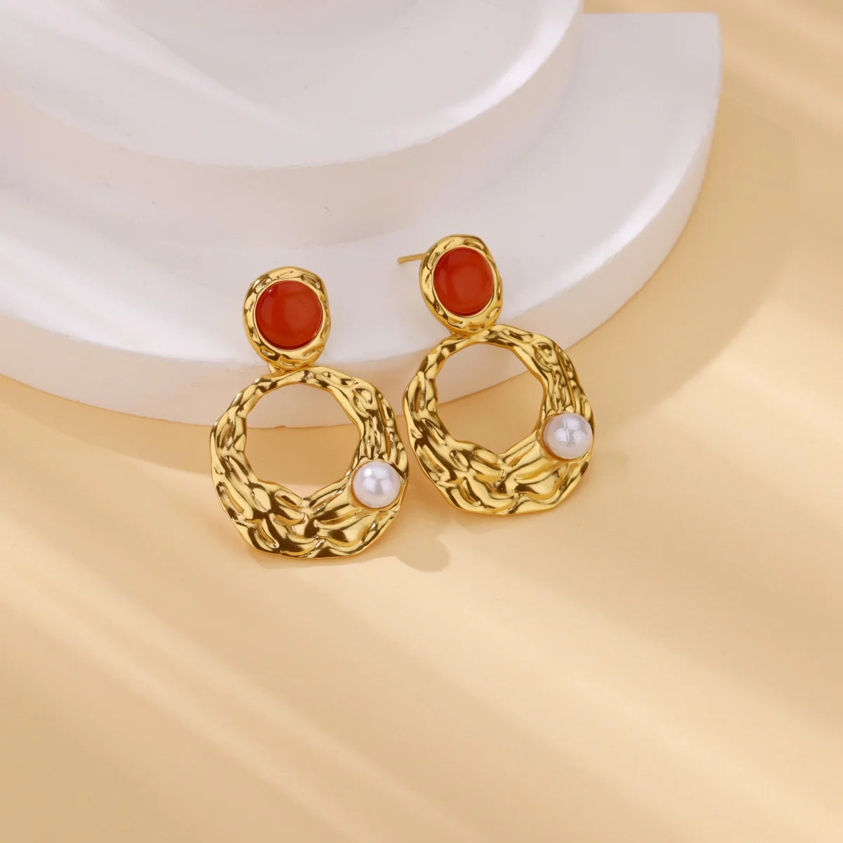 Hollow Round Drop Imitation Pearl Stud Earring  2025 New Wedding Jewelry