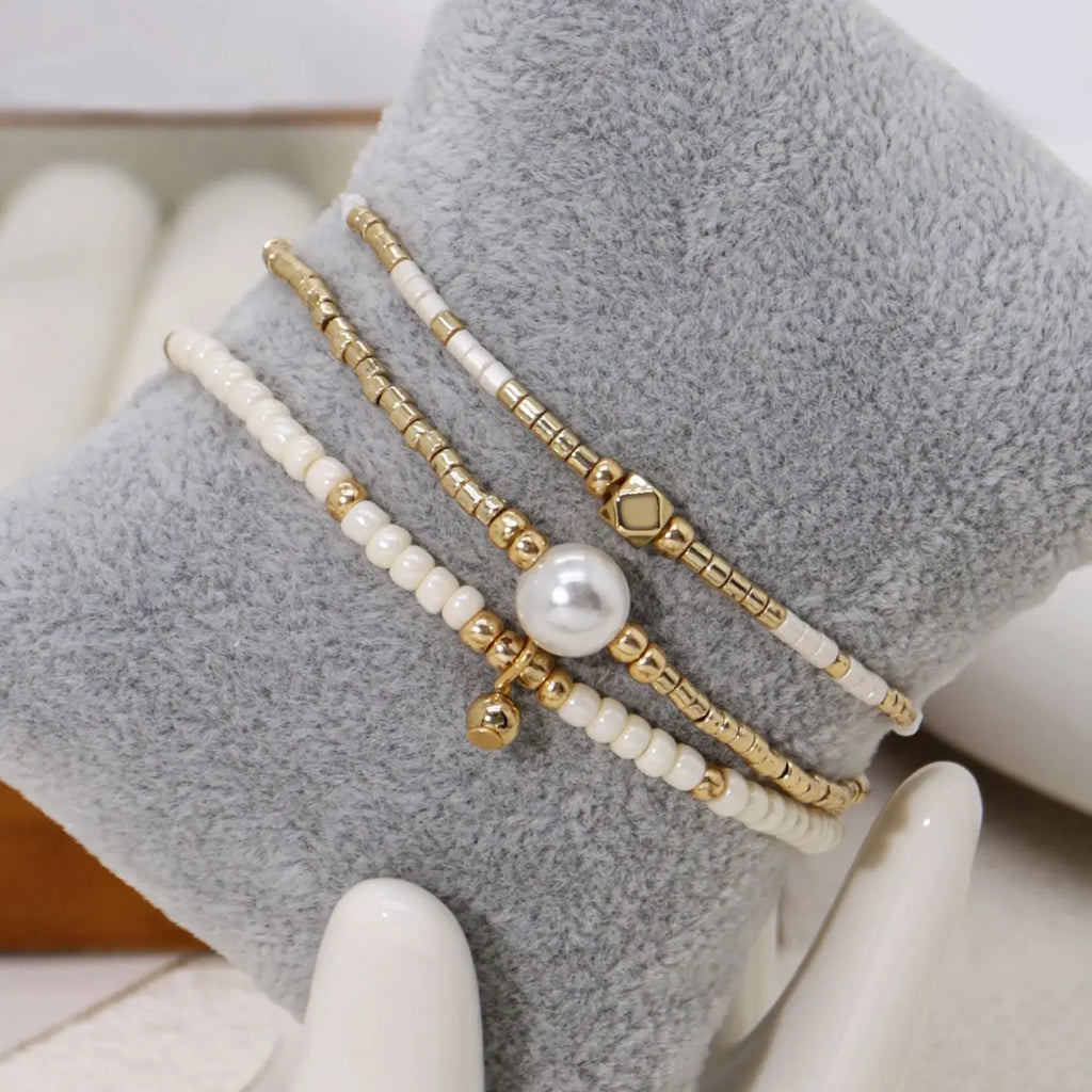 Handmade Beaded Charm Elastic Bracelet Women's Friendship Gift