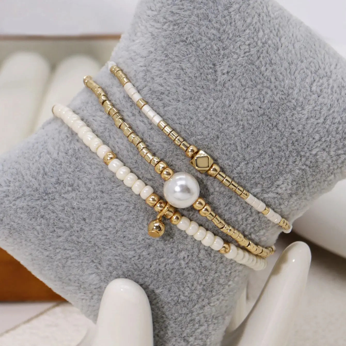 Handmade Beaded Charm Elastic Bracelet Women's Friendship Gift