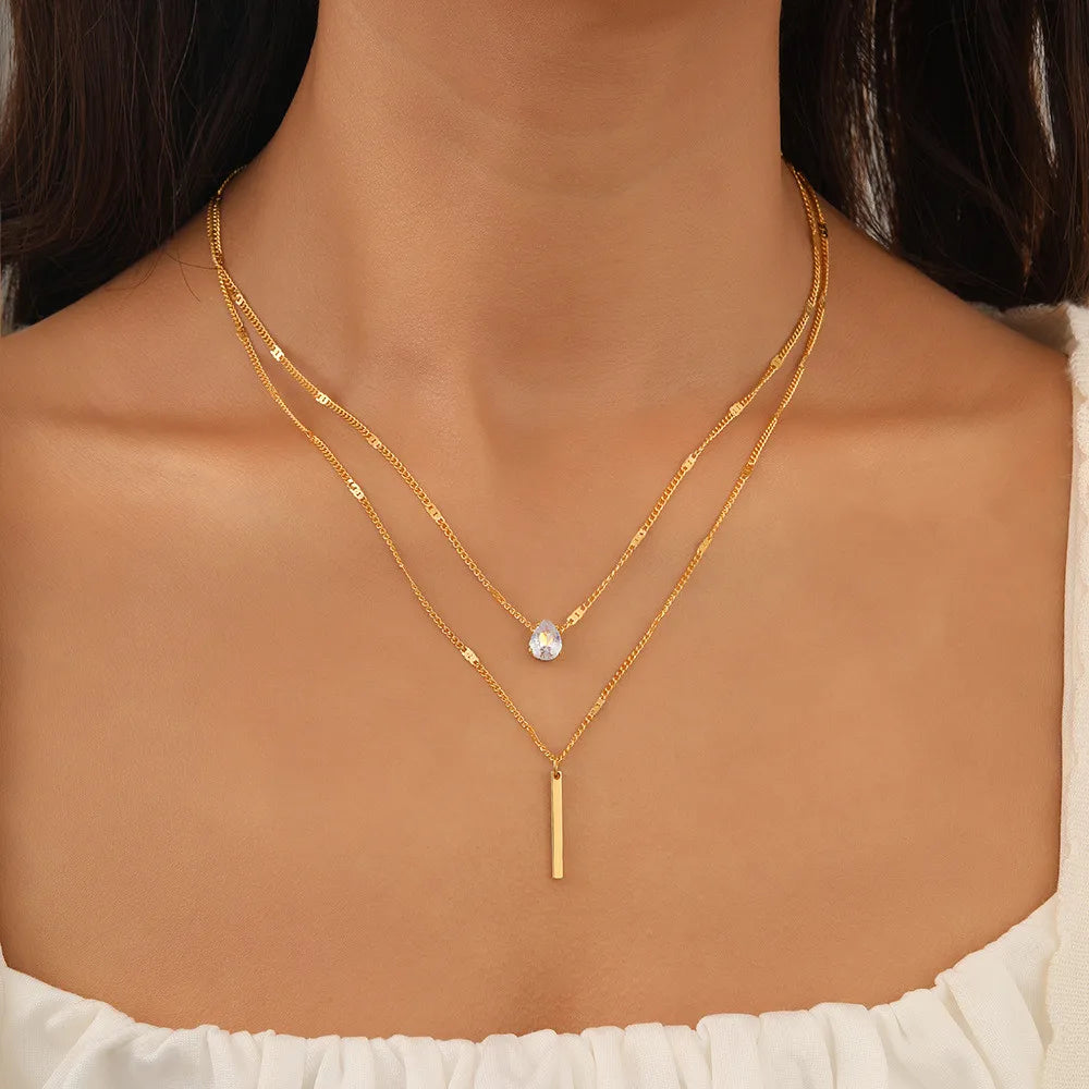 Metal Bar Pendant Necklace for Women