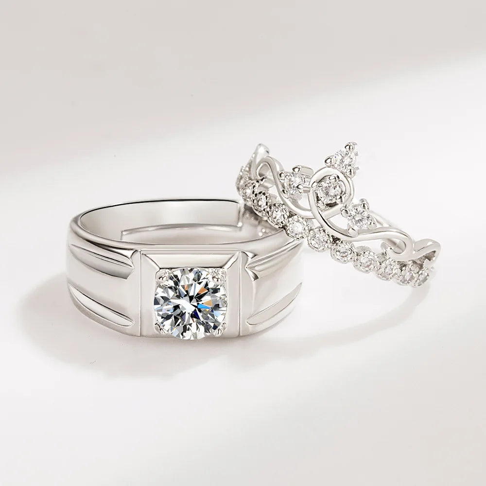 2Pcs 925 Sterling Silver Couples Ring Sets Light Polishing Simple Ring for Woman Man Classic Wedding Fine Jewelry Circle