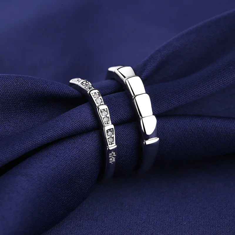 2Pcs 925 Sterling Silver Couples Ring Sets Light Polishing Simple Ring for Woman Man Classic Wedding Fine Jewelry Circle
