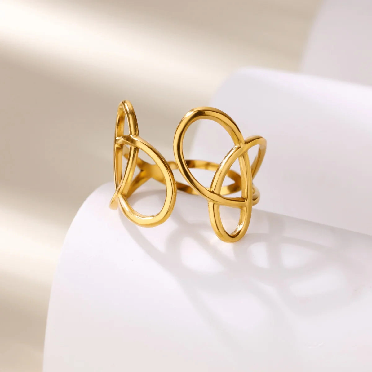 Punk Hollow Irregular Open Rings for Women Stainless Steel Finger Ring 2025