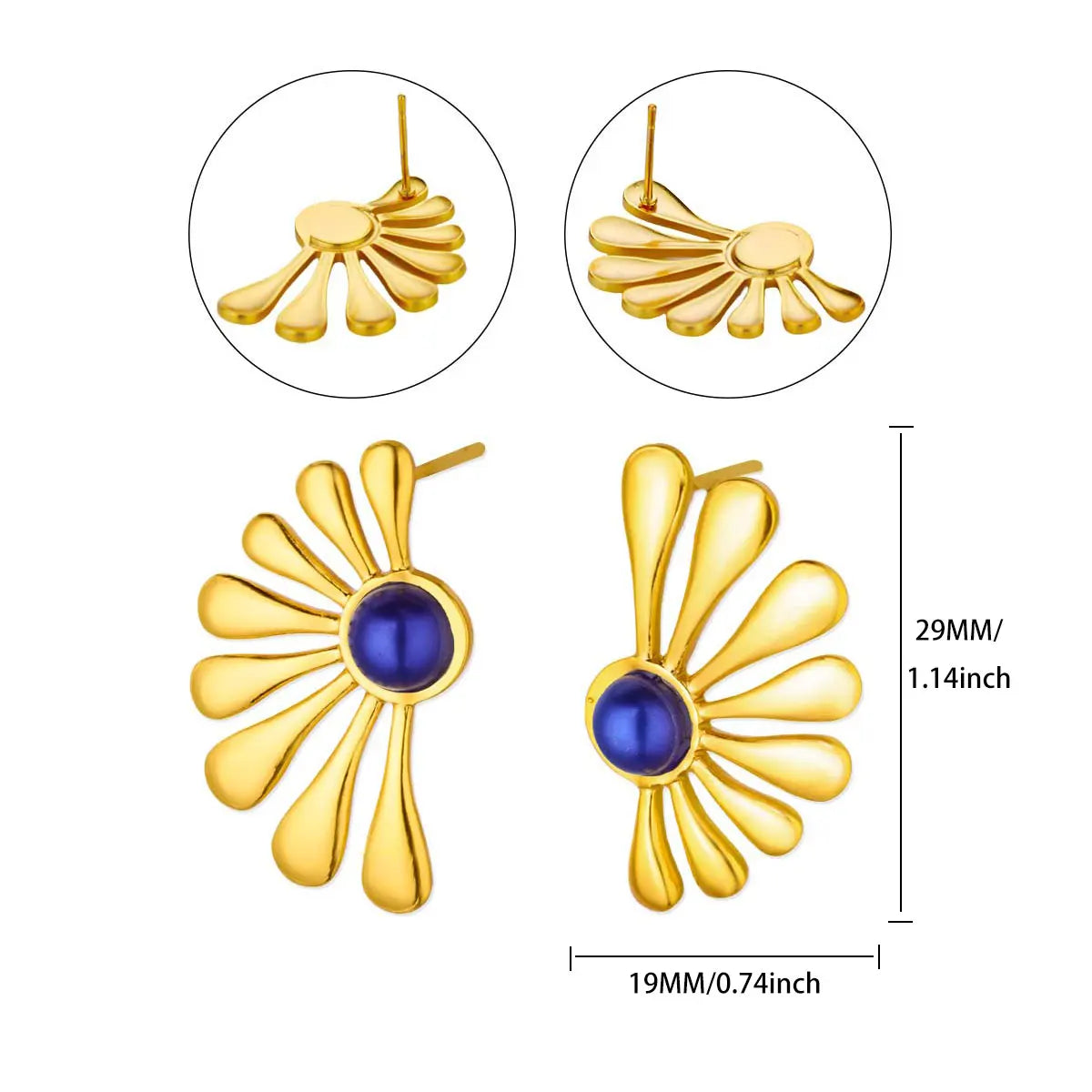 Luxury Blue Wings Sun Stud Earrings