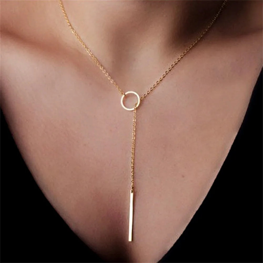 Metal Bar Pendant Necklace for Women