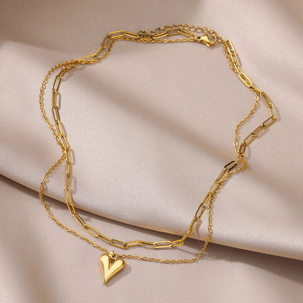 malk Necklace for Women Girls 316L Stainless Steel Choker Necklaces Aesthetic Handmade Jewelry Accessories Free Gifts