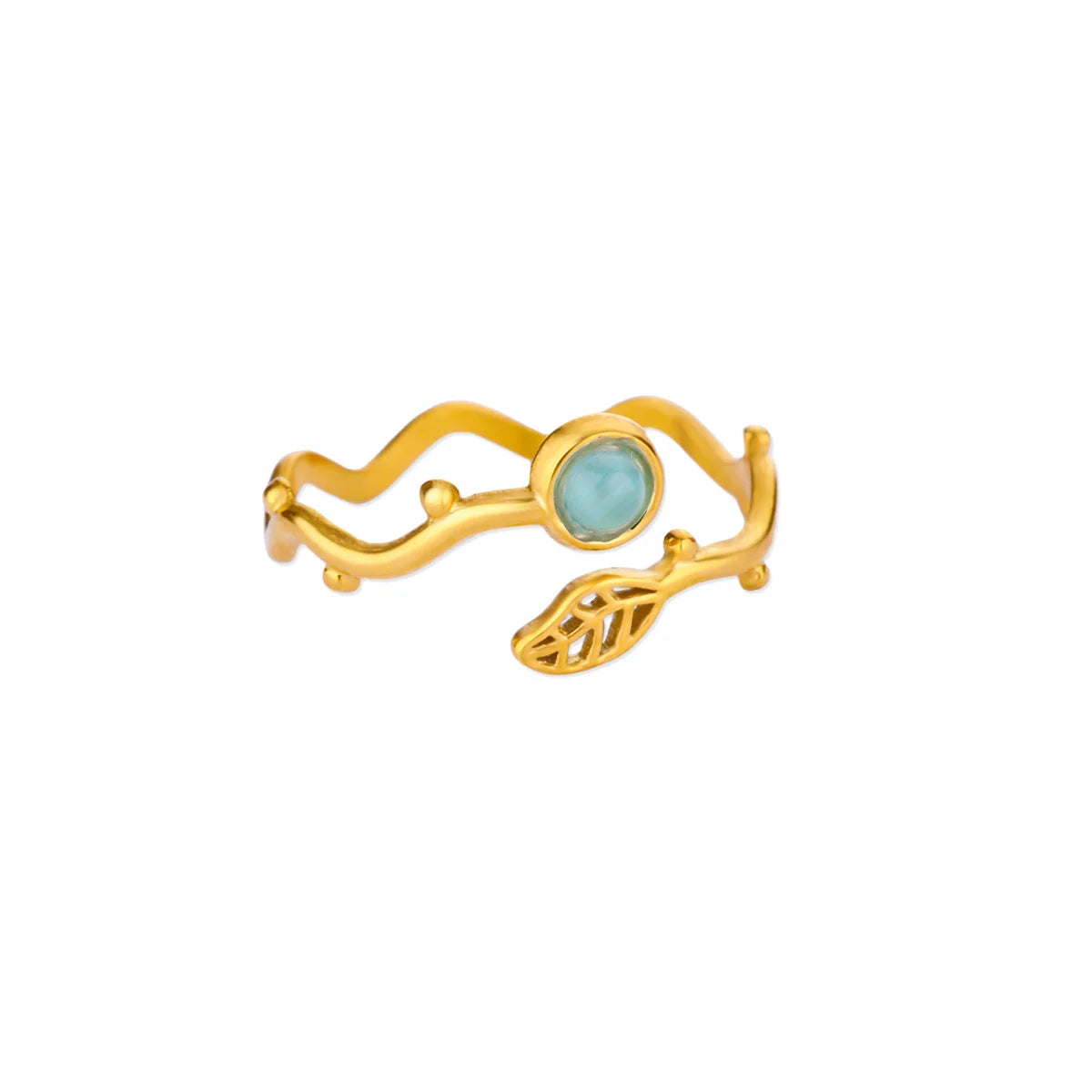 Opal Flower Leaves Open Rings for Women Stainless Steel Ring 2025