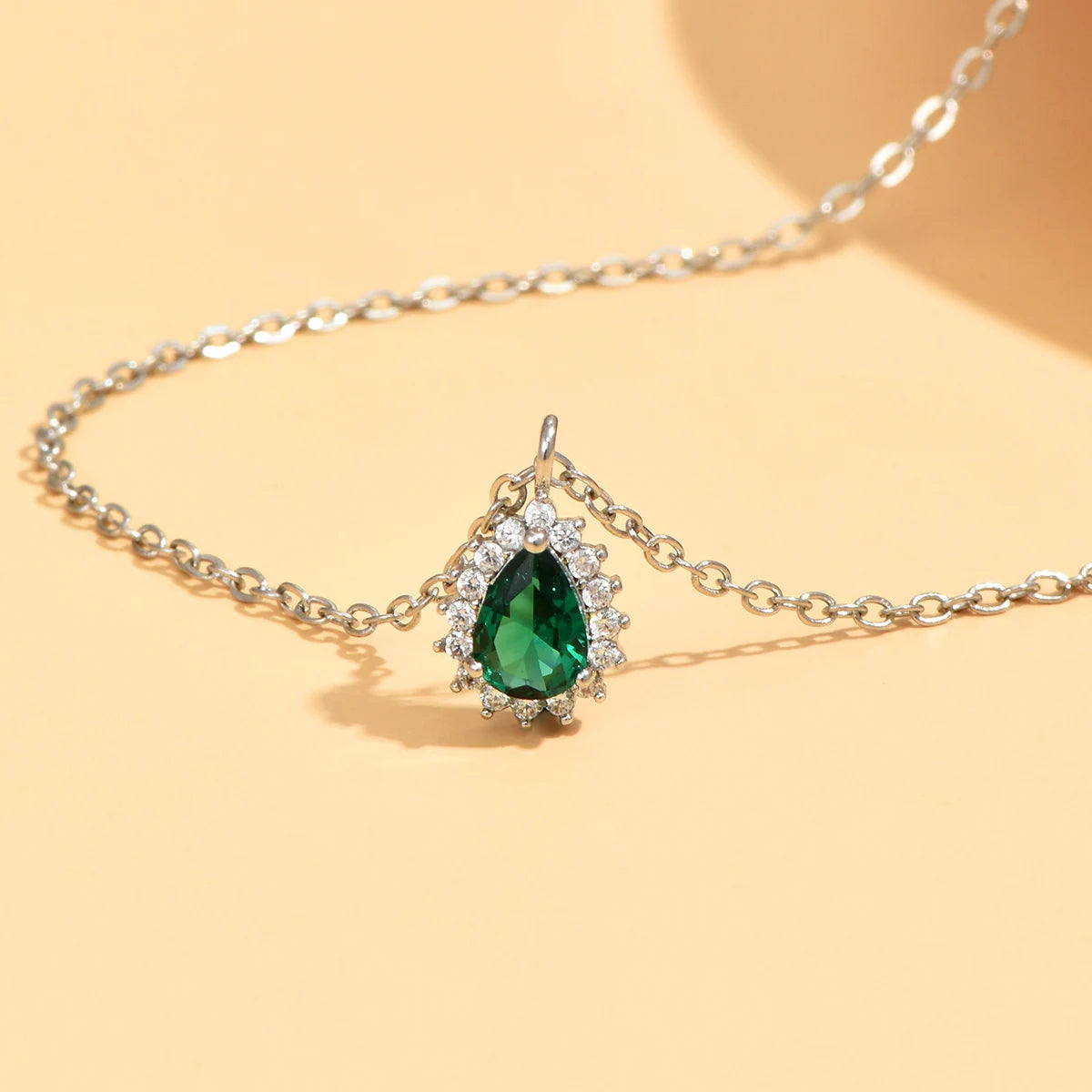 Trendy New Zircon Inlaid Water Drop Pendant Chain Necklaces
