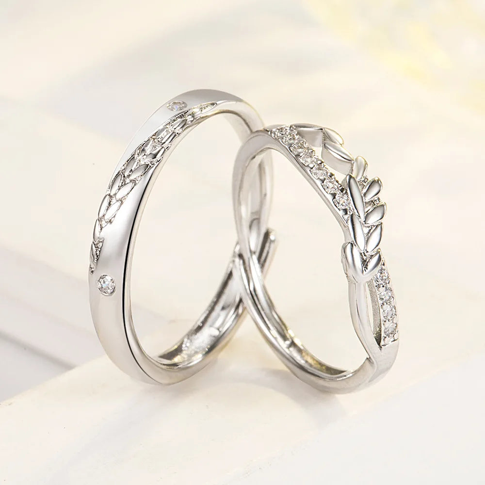 2Pcs 925 Sterling Silver Couples Ring Sets Light Polishing Simple Ring for Woman Man Classic Wedding Fine Jewelry Circle