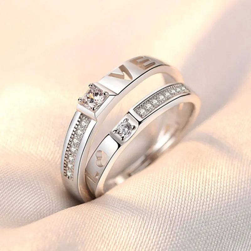 2Pcs 925 Sterling Silver Couples Ring Sets Light Polishing Simple Ring for Woman Man Classic Wedding Fine Jewelry Circle