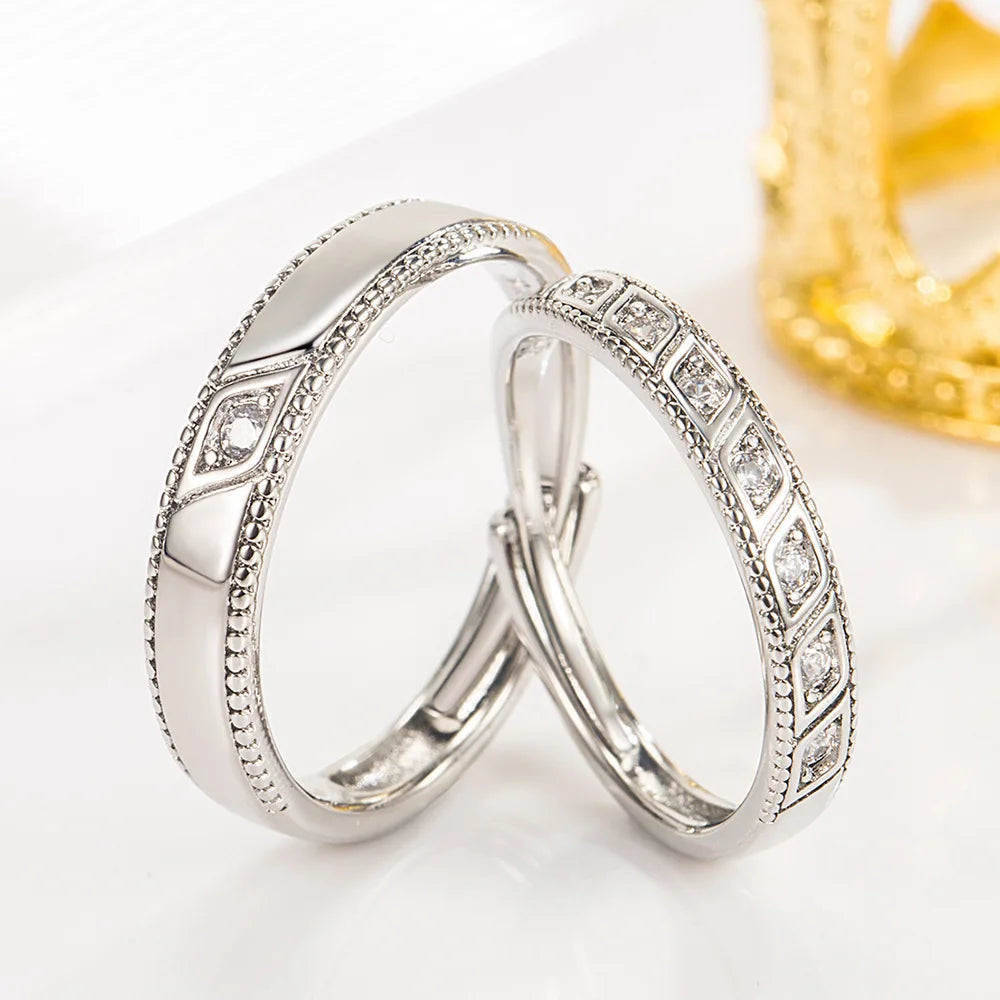 2Pcs 925 Sterling Silver Couples Ring Sets Light Polishing Simple Ring for Woman Man Classic Wedding Fine Jewelry Circle