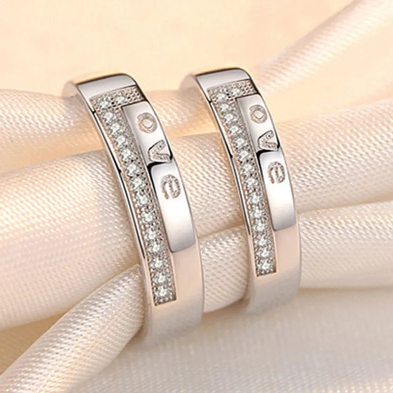 2Pcs 925 Sterling Silver Couples Ring Sets Light Polishing Simple Ring for Woman Man Classic Wedding Fine Jewelry Circle