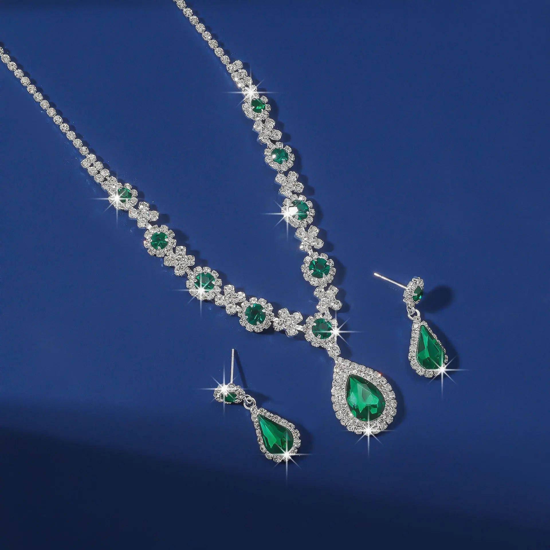 2pcs/set Jewelry Sets Women Elegant Waterdrop Rhinestone
