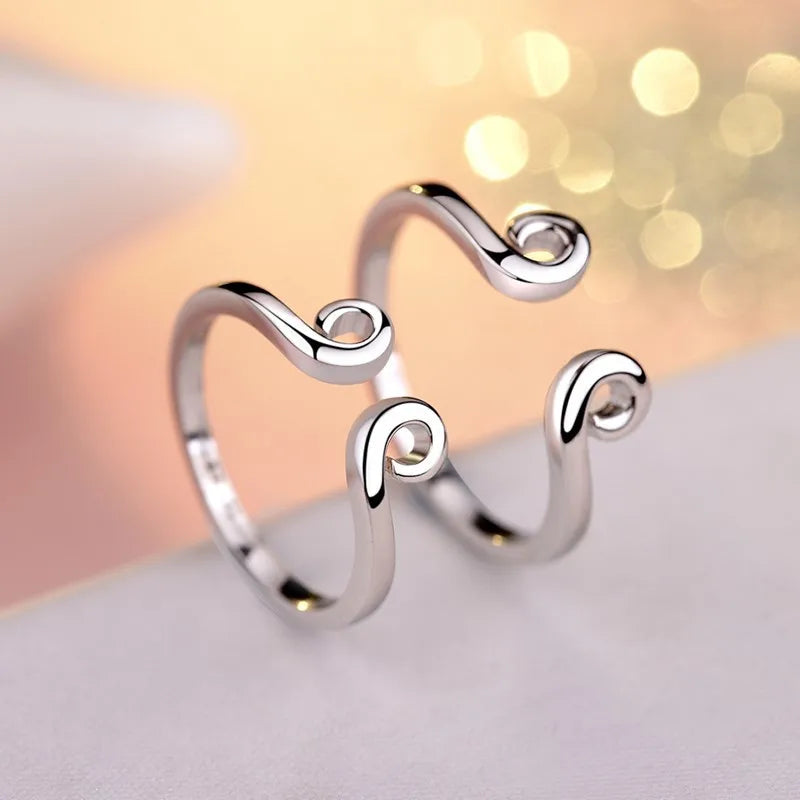 2Pcs 925 Sterling Silver Couples Ring Sets Light Polishing Simple Ring for Woman Man Classic Wedding Fine Jewelry Circle