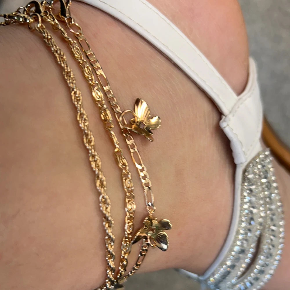 1-3pcs Simple Metal Chain Butterfly Pendant