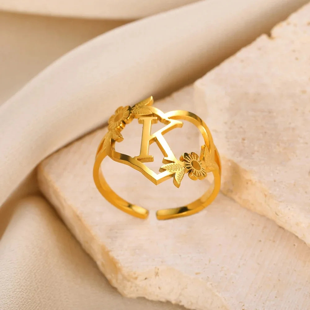 Heart Rings For Women Zircon Gold Plated Heart Adjustable Ring