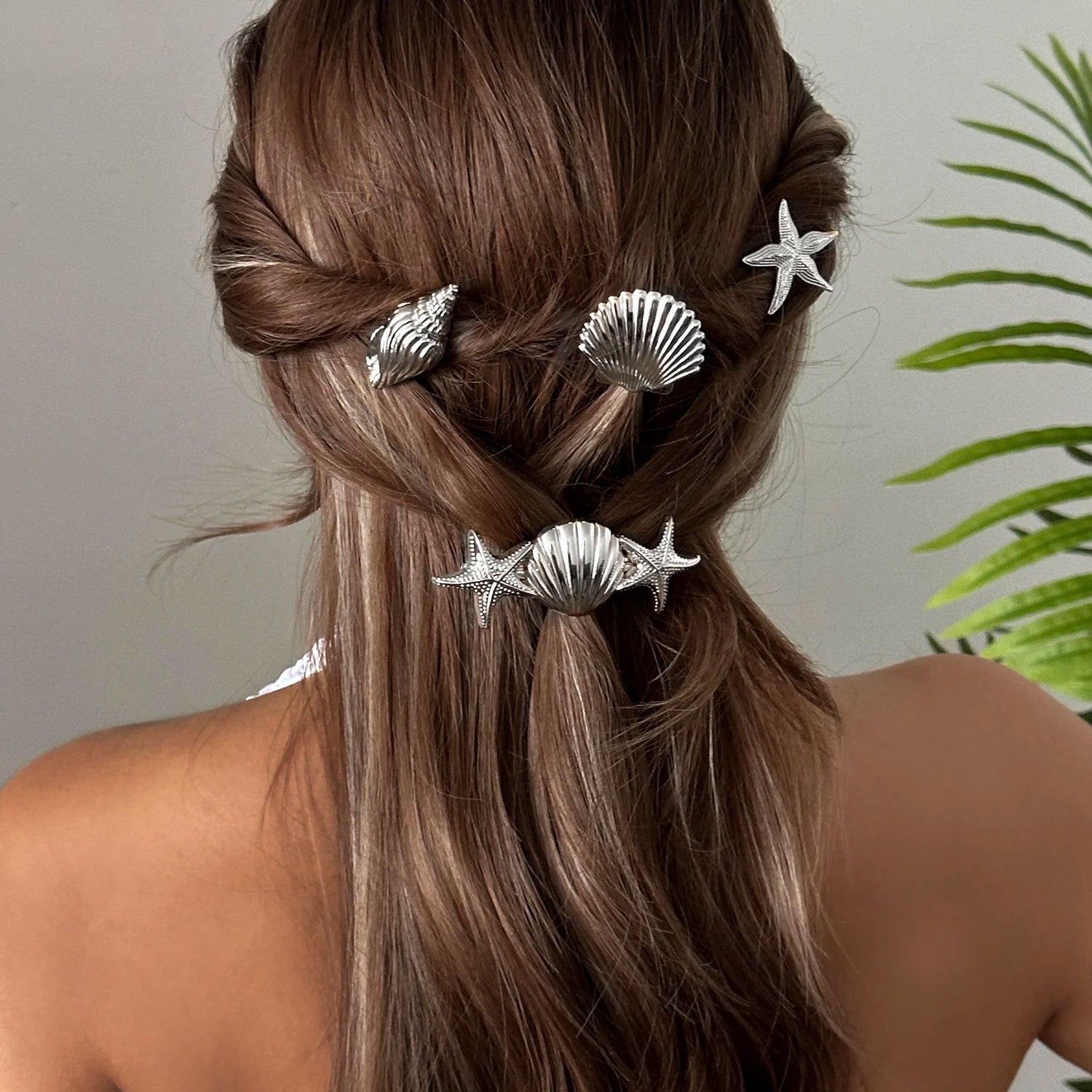 Ocean Style Gold Color Starfish Shell Conch Hair Clips For Women