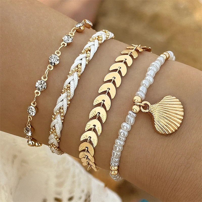 4pcs/set Bohemia Shell Bracelets for Women