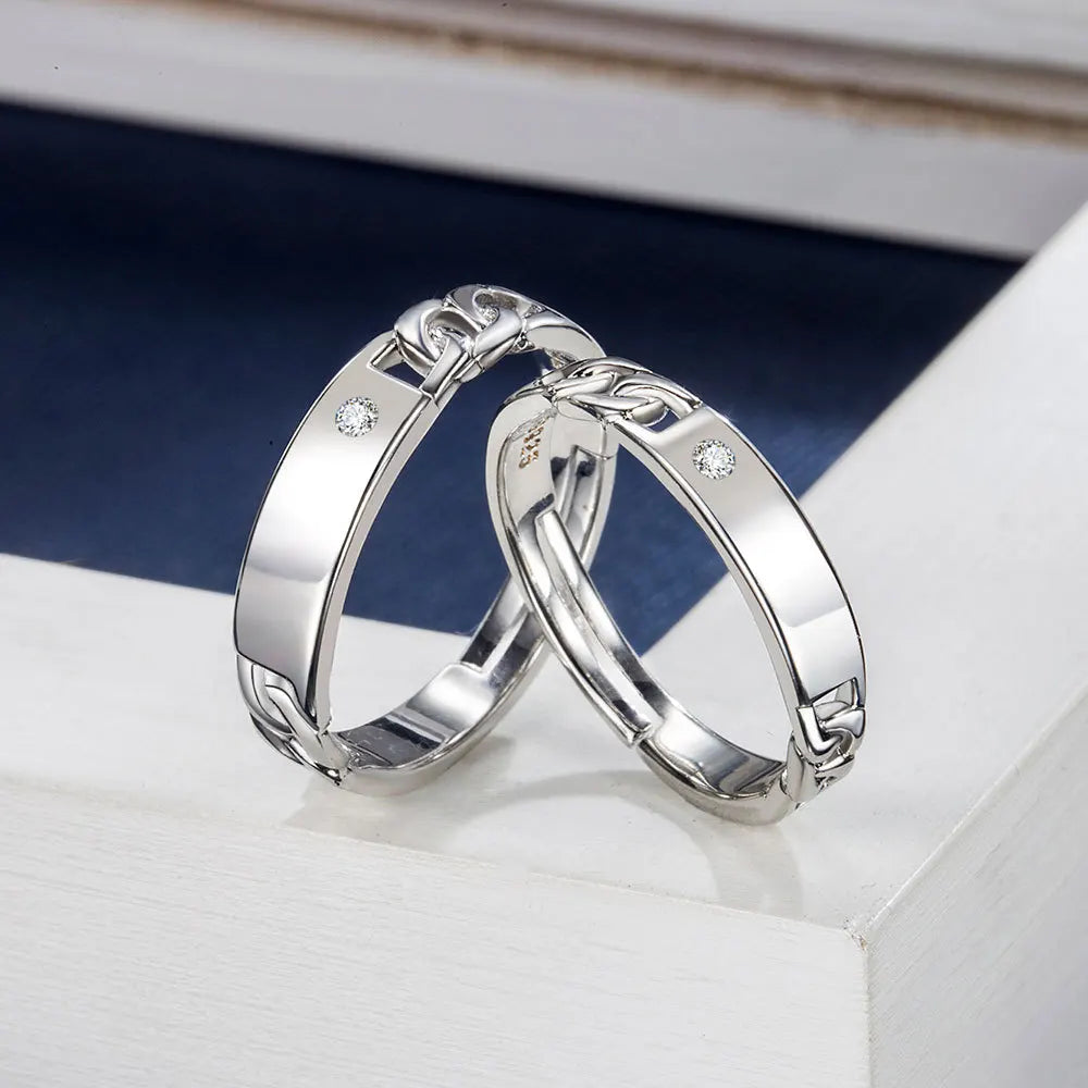 2Pcs 925 Sterling Silver Couples Ring Sets Light Polishing Simple Ring for Woman Man Classic Wedding Fine Jewelry Circle