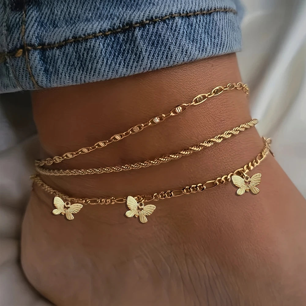 1-3pcs Simple Metal Chain Butterfly Pendant