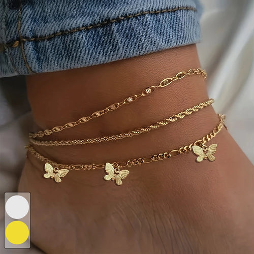 1-3pcs Simple Metal Chain Butterfly Pendant