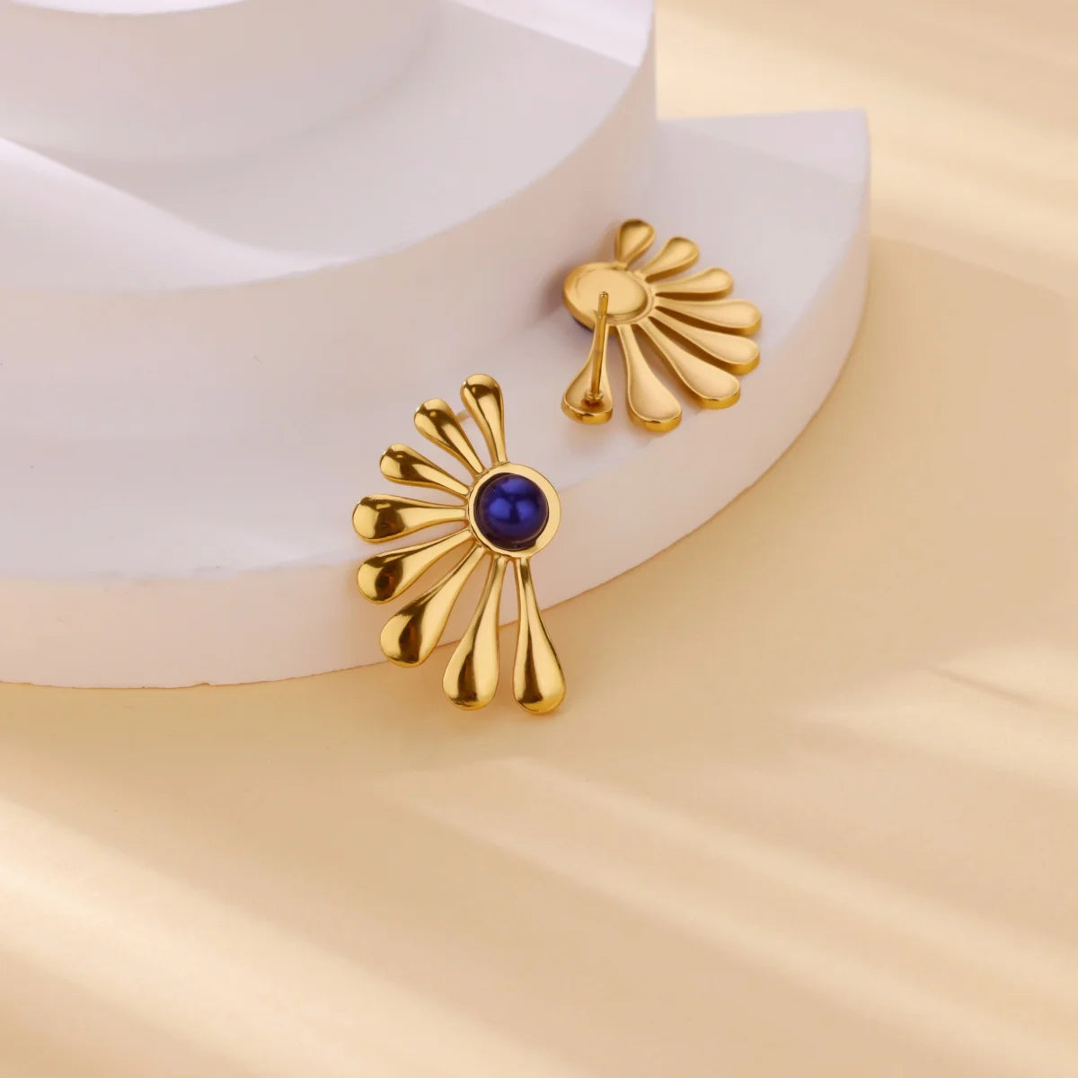 Luxury Blue Wings Sun Stud Earrings