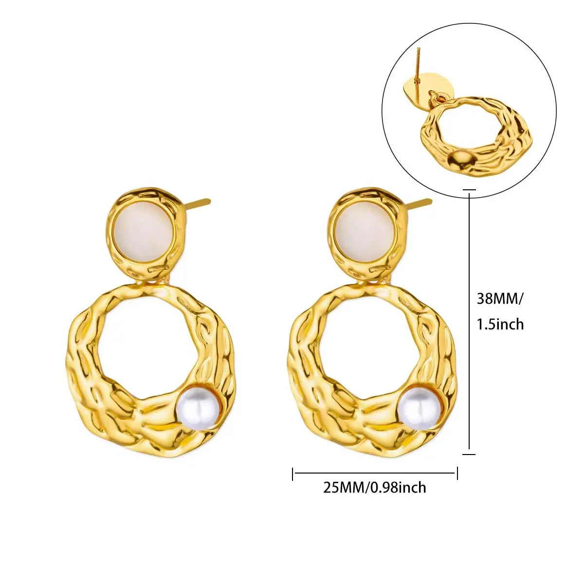 Hollow Round Drop Imitation Pearl Stud Earring  2025 New Wedding Jewelry